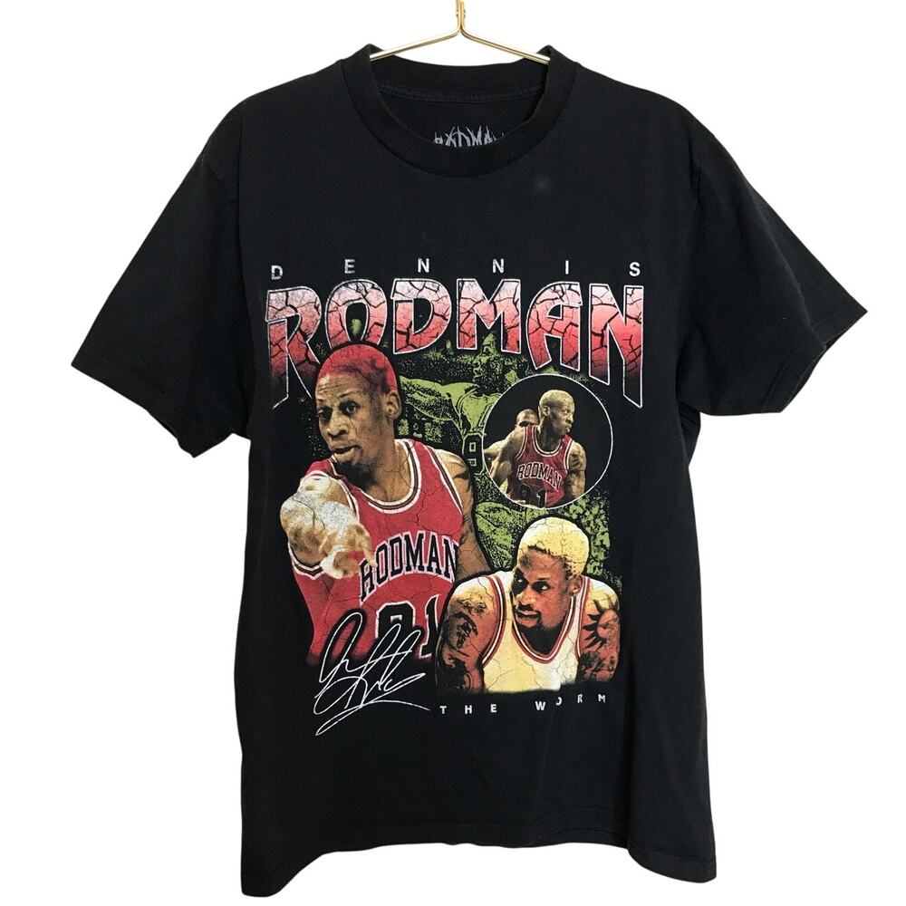 Dennis Rodman Basketball Graphic T-Shirt Medium Black